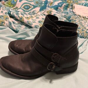 Born Black Ankle Booties with Decorative Buckles